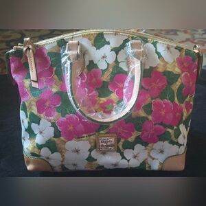 Dooney & Bourke Fuschia Pink and Green Floral Satchel